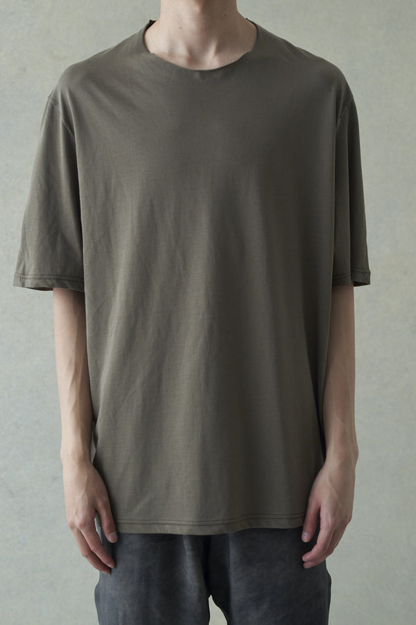 DEVOA 24 spring and summer woven cotton half-sleeved T-shirt CSC-62AB1 olive